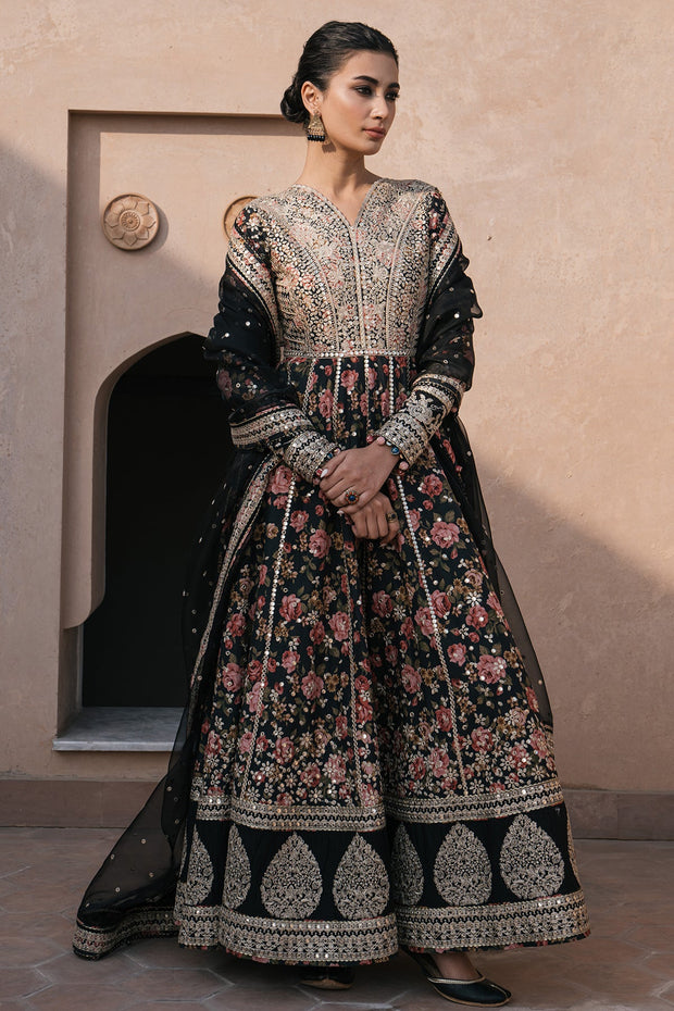 New Stunning Embroidered Pakistani Party Wear Dress In Blackish Shade 2024