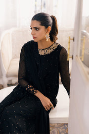 New Traditional Black Chiffon Embroidered Pakistani Salwar Kameez Suit 2024