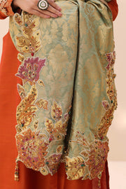 New Traditional Orange Embroidered Pakistani Salwar Kameez Dupatta Suit