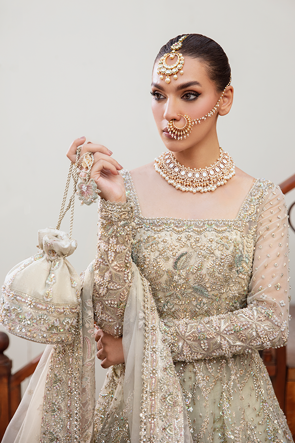 Pakistani Bridal Outfit in Frock Lehenga Dupatta Style
