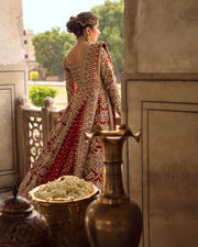 Pakistani Bridal Dress in Open Gown Lehenga Style