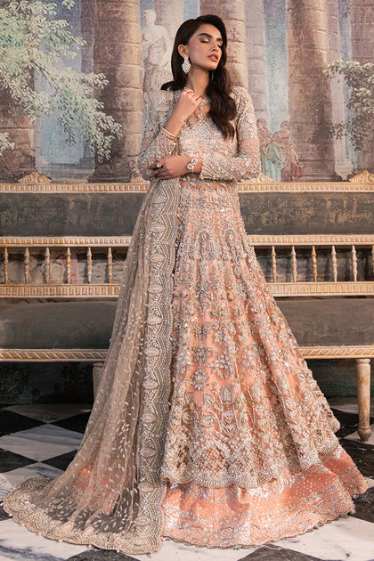Pakistani Lehenga For Wedding Light Fawn Flare Maxi – Lehenga N Dupatta For Nikah Outfit main image 3