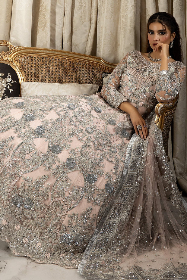 Pakistani Bridal Outfit in Embellished Pink Gown Style