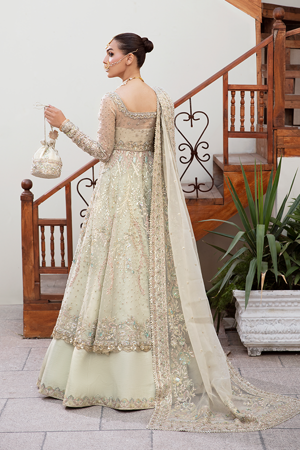 Pakistani Bridal Outfit in Frock Lehenga Dupatta Style