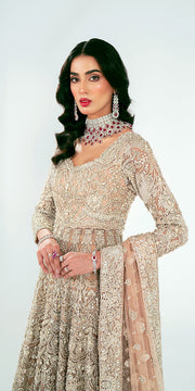 Pakistani Bridal Outfit in Lehenga Gown Style