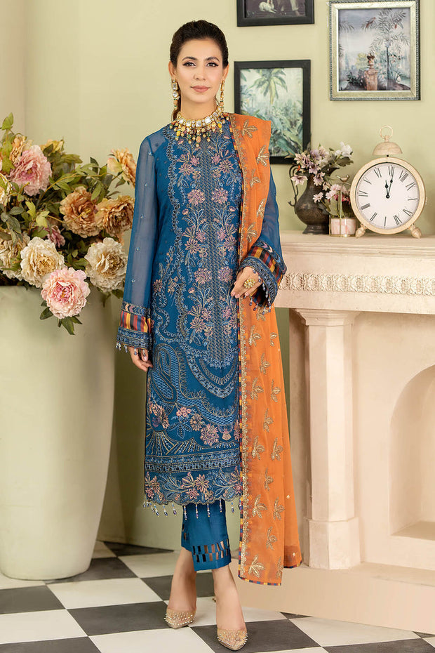 Pakistani Salwar Kameez Teal Blue Embroidered Salwar Suit Dupatta