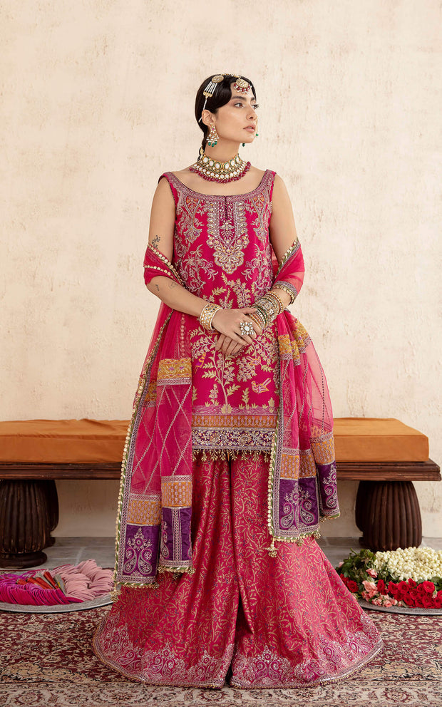 Latest Wedding Dress in Pink Sharara Kameez Style