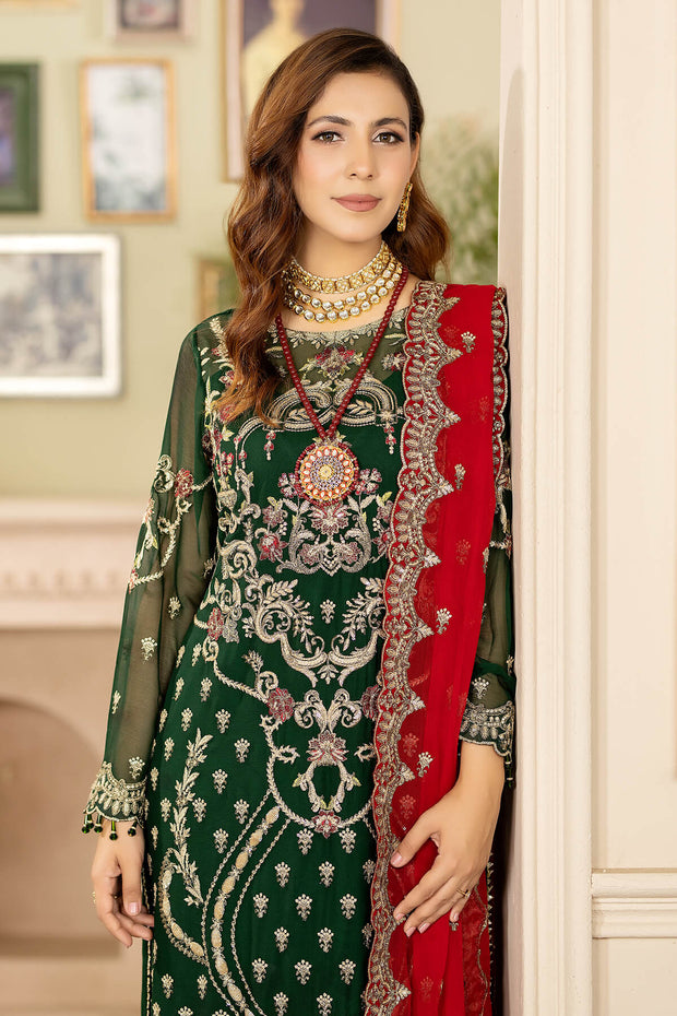 Premium Embroidered Green Pakistani Salwar Kameez and Dupatta