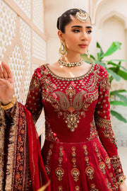 Premium Pakistani Bridal Dress in Red Lehenga and Choli Style
