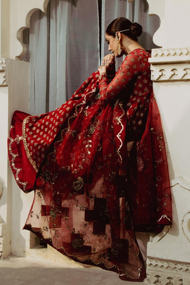 Red Lehenga and Pishwas Pakistani Wedding Dress