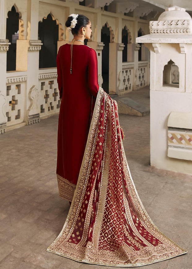 Red Pakistani Wedding Dress in Kameez and Churidar Style