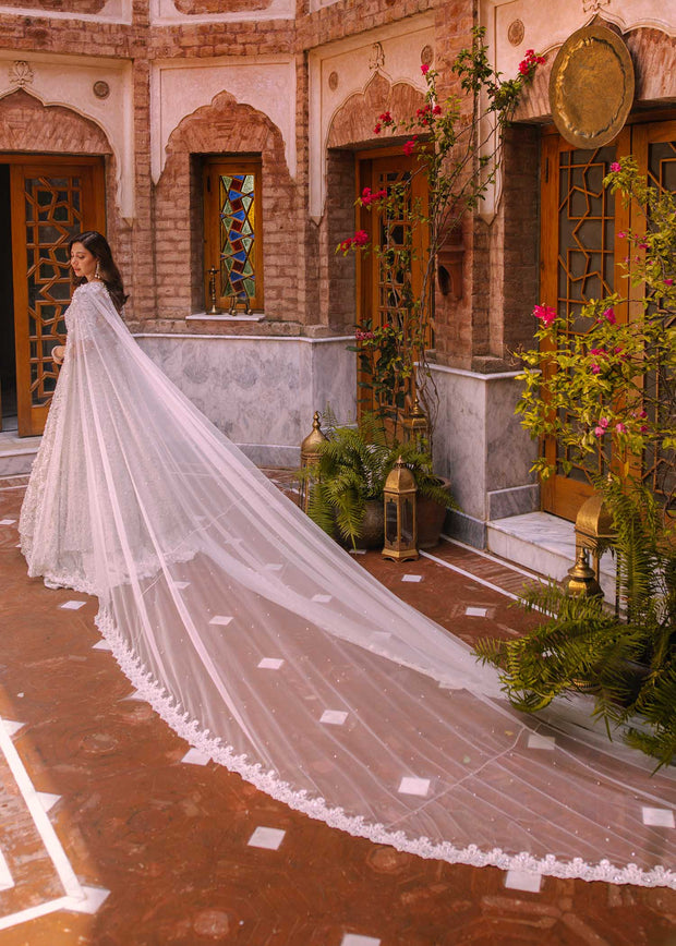 Royal Pakistani Bridal Dress in Frock and White Lehenga Style
