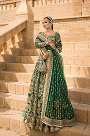 Royal Pakistani Bridal Dress in Green Lehenga Choli Style