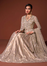 Royal Pakistani Bridal Dress in Open Gown and Lehenga Style