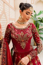 Royal Pakistani Bridal Dress in Red Lehenga and Choli Style
