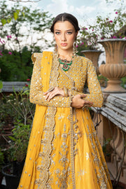 Royal Pakistani Bridal Lehenga and Net Angrakha Frock Dress