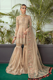 Royal Pakistani Wedding Dress in Gold Kameez Sharara Style