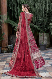 Royal Red Pakistani Bridal Outfit in Gown and Lehenga Style