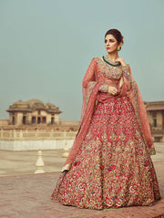 Royal Shocking Pink Shade Pakistani Bridal Dress Lehenga Choli Outfit