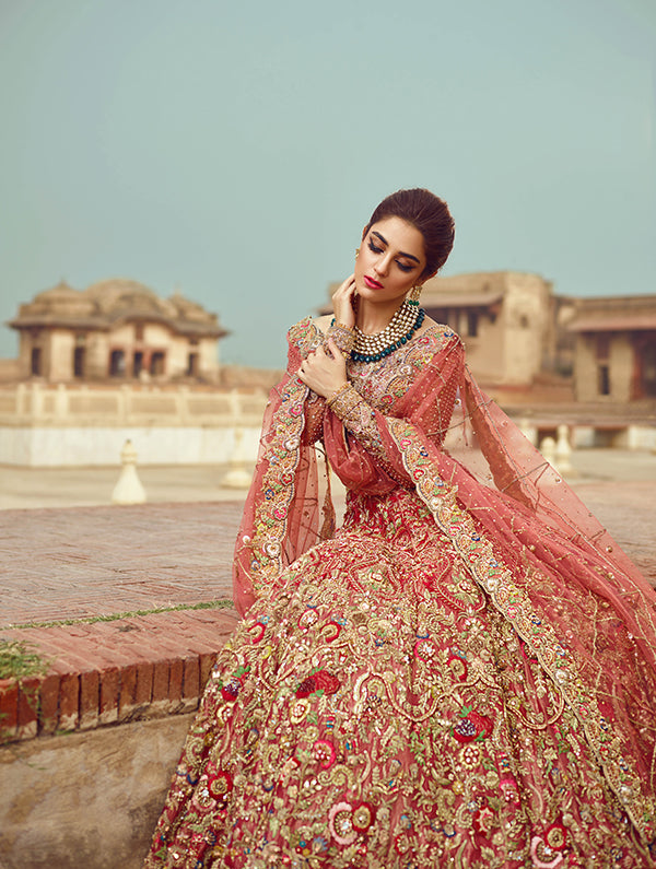 Shocking Pink Pakistani Bridal Dress Lehenga Choli Outfit in USA