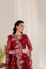 Shop Luxury Embroidered Deep Red Pakistani Salwar Kameez Dupatta Suit