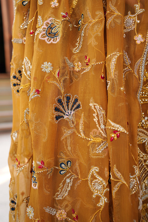 Shop Luxury Embroidered Pakistani Kameez Salwar Suit in Golden Yellow Shade