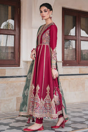 Shop Luxury Pakistani Party Dress in Frock with Dupatta Red Dress In USA