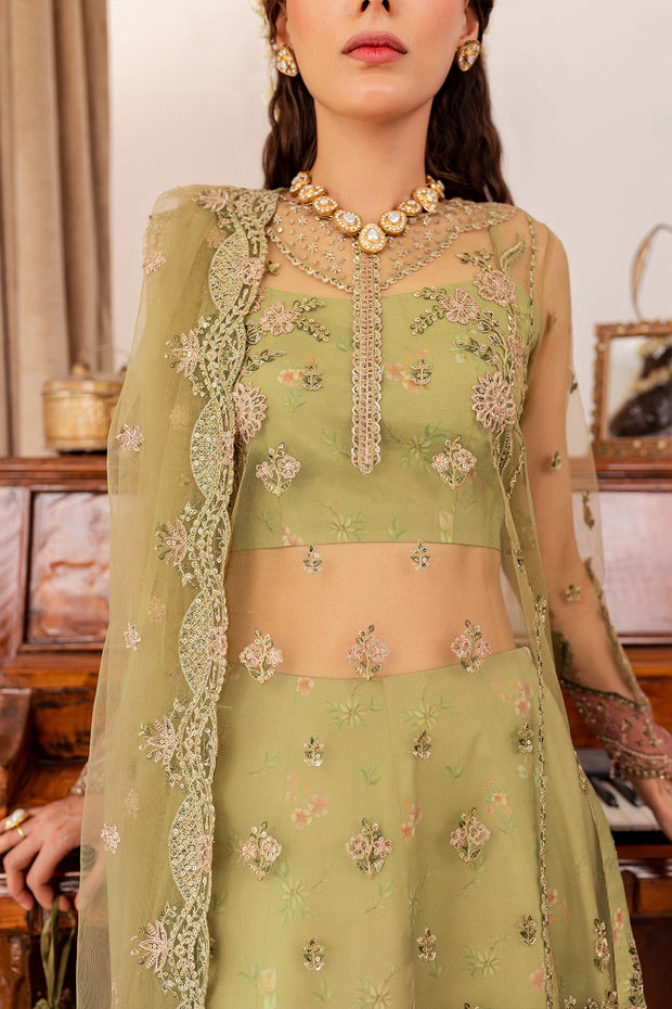 Shop Mint Green Embroidered Pakistani Party Dress in Kameez Gharara Style