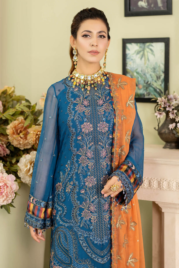 Shop Pakistani Salwar Kameez Teal Blue Embroidered Salwar Suit Dupatta