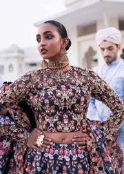 Shop Royal Blue Floral Embroidered Pakistani Wedding Wear Lehenga Choli