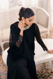 Shop Traditional Black Chiffon Embroidered Pakistani Salwar Kameez Suit