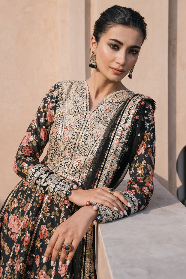 Stunning Embroidered Pakistani Party Wear Dress In Blackish Shade 2024