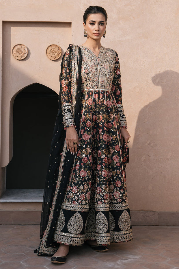Stunning Embroidered Pakistani Party Wear Dress In Blackish Shade