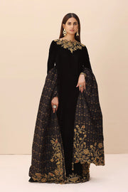 Traditional Black Embroidered Pakistani Salwar Kameez Dupatta Suit Dress