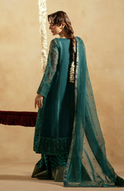 Try Regal Green Embroidered Pakistani Wedding Dress Kameez Sharara