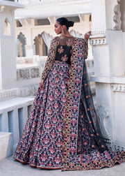 Try Royal Blue Floral Embroidered Pakistani Wedding Wear Lehenga Choli
