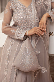 Try Silver Grey Heavily Embellished Gown Frock Pakistani Wedding Dress