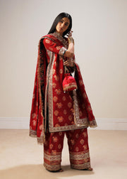 Try Traditional Look Red Embroidered Pakistani Wedding Dress Salwar Suit