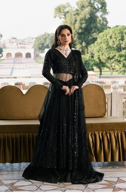 black pakistani dress BD-2802 Black Pakistani Designer Dresses