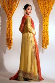 Yellow Mehndi Dress in Kameez and Trouser Dupatta Style