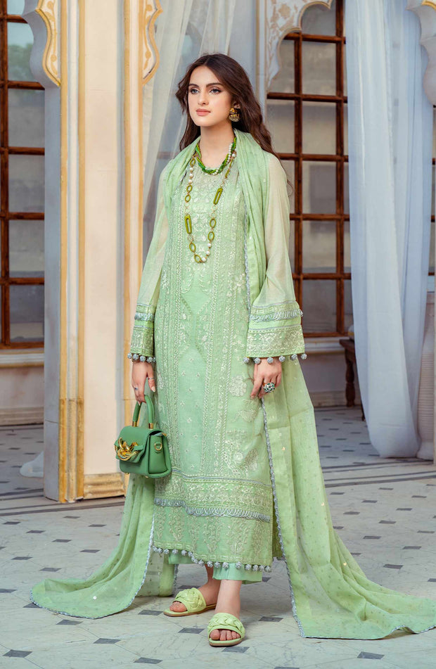 Cotton Net Kameez Trouser Pakistani Embroidered Dress