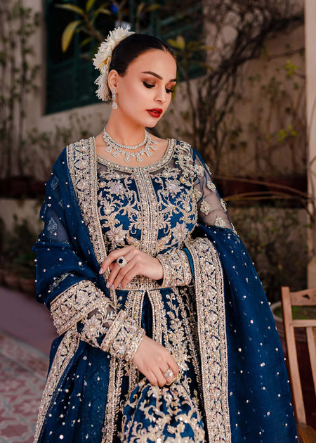 Dark Blue Sharara Kameez for Pakistani Wedding Dresses – Nameera