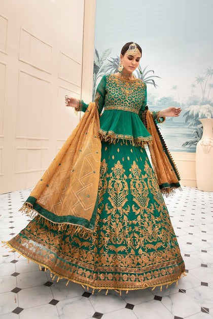 Buy Latest Bottle Green Designer Bridal Dress 2020 Nameera by Farooq Buy Latest Bottle Green Designer Bridal Dress 2020 Nameera by Farooq