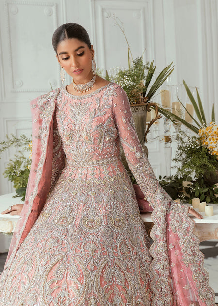 Designer Bridal Light Pink Indian Wedding Dress for Walima – Nameera by Farooq