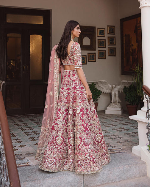 Designer Wedding Dark Red Indian Bridal Dress – Nameera by Farooq
