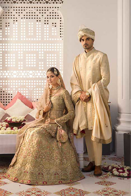 Embellished Designer Sherwani and Turban for Grooms Wedding