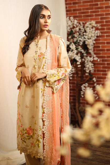 Designer lawn dresses with multi color thread embroidery Nameera by Farooq