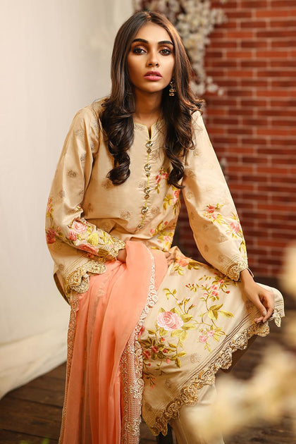 Designer lawn dresses with multi color thread embroidery Nameera by Farooq