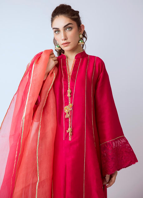 Designer silk dresses gotta embroidered in lavish colors Nameera