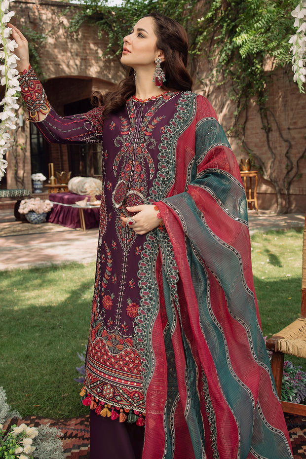 Elegant Purple Pakistani Dress in Kameez Trouser Dupatta Style